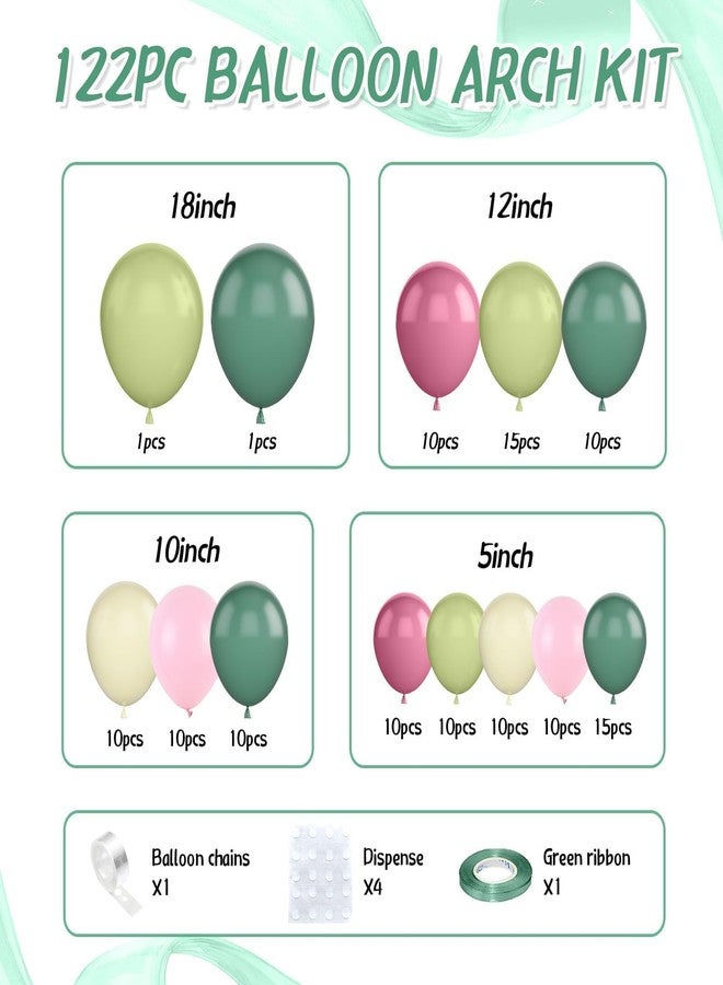 Sowide Pink and Green Balloon Arch Kit,122Pcs Sage Green Dusty Rose Red Macaron Pink Yellow Matte Balloons for Flower Birthday Bridal Wedding Engagement Baby Shower Anniversary Party Decorations - Image 2